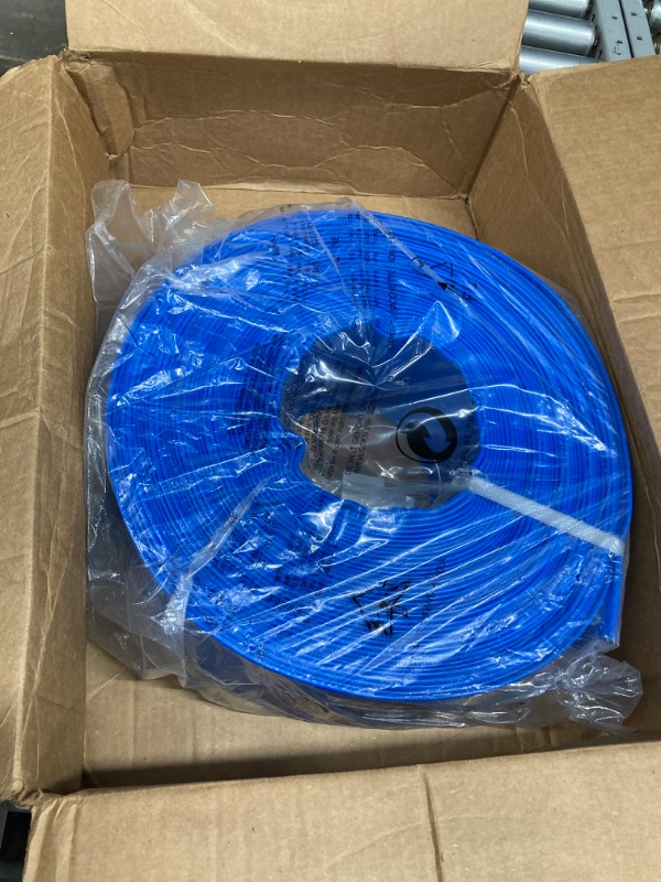 Photo 2 of 3" x 100 FT Pool Backwash Hose, Blue Heavy Duty Reinforced PVC Lay Flat Water Discharge Hose for Swimming Pool Filter Pump,with 1 Clamp… 3" ID x 100 FT Blue