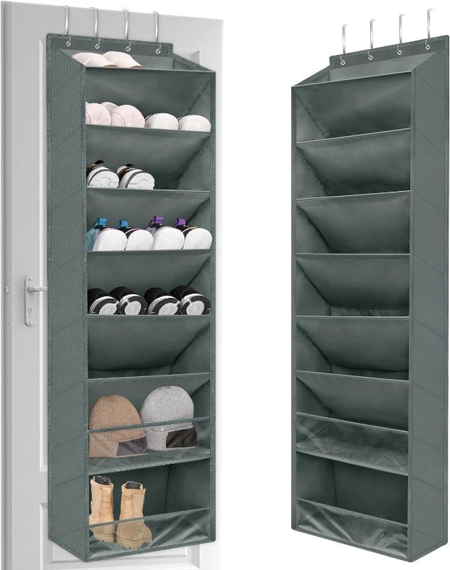 Photo 1 of 8 Tier Over The Door Shoe Organizer, Strong Space Saving Hanging Shoe Organizer with Large Pocket, Holds Up to 50 Pounds, Shoe Storage for 20 Pairs