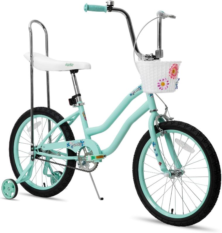 Photo 1 of ***MISSING PARTS*** JOYSTAR 20 Inch Girls Bike with Training Wheels, Banana Seat Bike for Girls Ages 7-12 Years Old, Kids' Girls Bicycle with Front Handbrake and Coaster Brakes, Kickstand Included