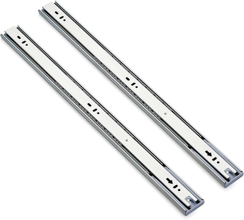 Photo 1 of  20 Pack Full Extension Ball Bearing Drawer Slides Soft Close Drawer Slides 22 Inch Side Mount Drawer Slides Silver Drawer Rails Track