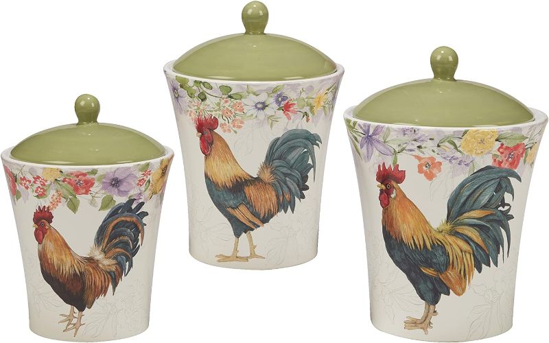 Photo 1 of 

Certified International Floral Rooster 3 Piece Canister Set 54 oz, 72 oz, 104 oz, Multicolor