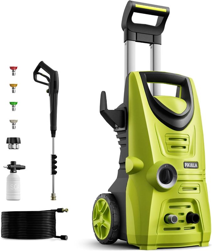 Photo 1 of 
Pikulla Electric Pressure Washer, 2030 PSI Pressure Cleaner with Upgraded Swivel Joint?4 Nozzles Tips 26 FT Hose for Car/Patios/Fences/Daily Cleaning Green
Roll over image to zoom in







Pikulla Electric Pressure Washer, 2030 PSI Pressure Cleaner with