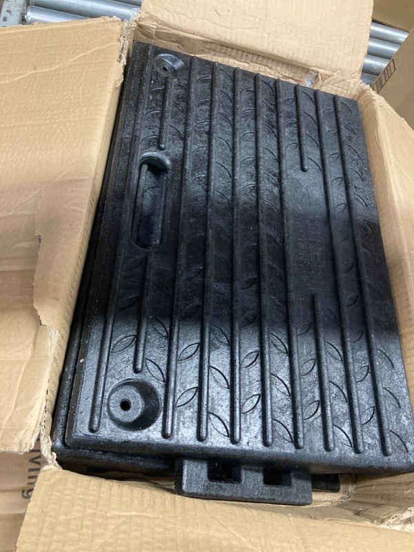 Photo 1 of 4" Inch Driveway Curb Ramp, Heavy Duty Rubber Ramps Perfect for Sidewalk, Low Cars, Curb Ramps for Motorhome, Truck, Shed Ramps, Pets & Wheelchair Threshold Ramp (4" Pack of 2)