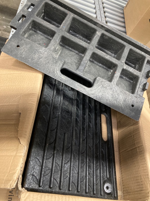 Photo 1 of 4" Inch Driveway Curb Ramp, Heavy Duty Rubber Ramps Perfect for Sidewalk, Low Cars, Curb Ramps for Motorhome, Truck, Shed Ramps, Pets & Wheelchair Threshold Ramp (4" Pack of 2)