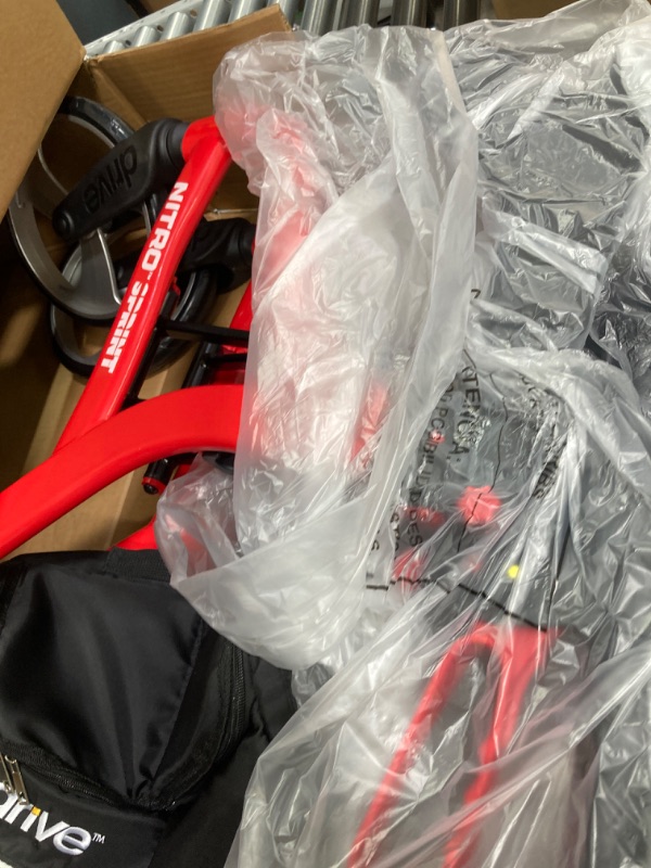 Photo 1 of Drive Medical Nitro Sprint Foldable Rollator Walker with Seat, Petite Height Lightweight Rollator with Large Wheels, Folding Rollator, Short Rolling Walker for Seniors and Adults, Red Petite Red