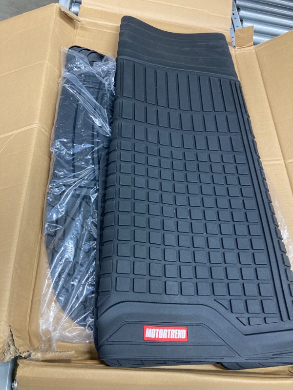 Photo 2 of Motor Trend FlexTough Advanced Black Rubber Car Floor Mats with Cargo Liner Full Set - Front & Rear Combo Trim to Fit Floor Mats for Cars Truck Van SUV, All Weather Automotive Floor Liners