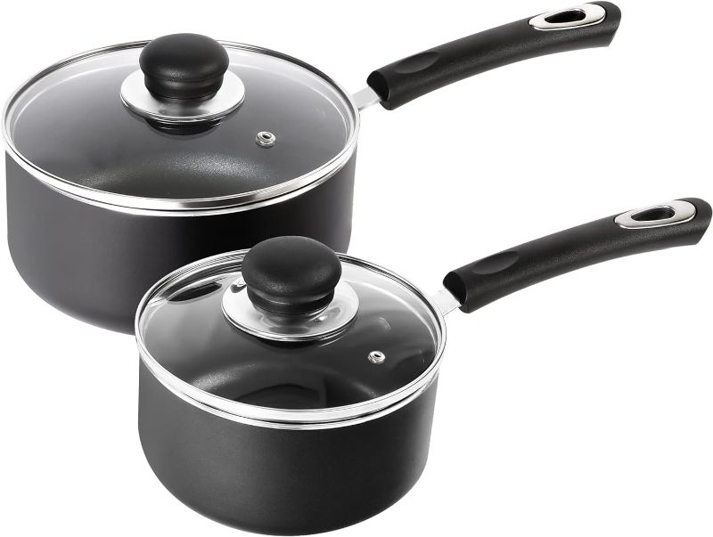 Photo 1 of  **Small One was replaced with a stainless steel One**Utopia Kitchen Nonstick Saucepan Set with Lid - 1 Quart and 1 Quart Multipurpose Pots Set Use for Home Kitchen or Restaurant (Grey-Black)
