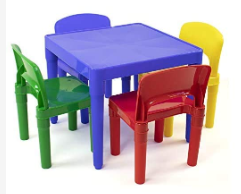 Photo 1 of Humble Crew Kids Plastic 4 Set, Blue Table/Primary Chairs