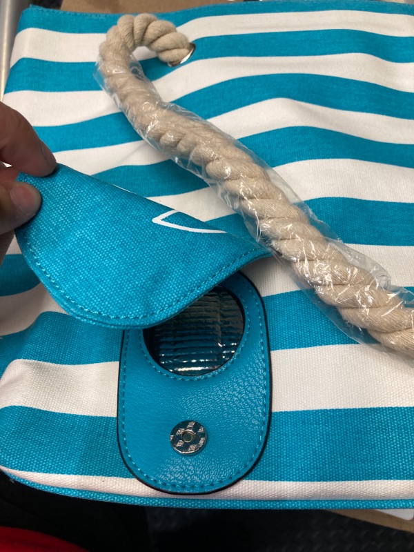 Photo 4 of ***MISSING POURING DEVICE*** Portovino Beach Wine Purse/Tote with Hidden, Leakproof Dark Turquoise & White