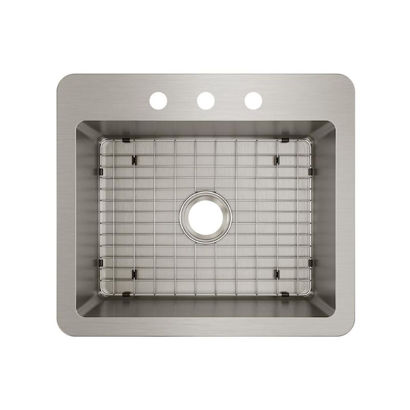 Photo 1 of **HAS A BENT CORNER**Elkay Avenue 25 in. Drop in/Undermount Single Bowl 18 Gauge Stainless Steel Kitchen Sink with Bottom Grids, Silver
