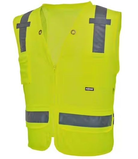 Photo 1 of MAXIMUM SAFETY
High Visibility Yellow Polyester Mesh Surveyor's Vest with Reflective Tape and Plan Pocket