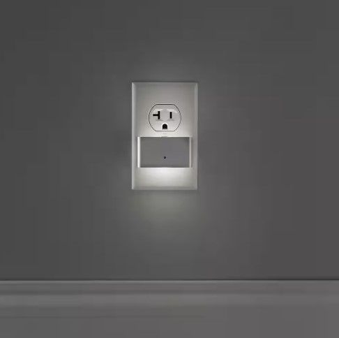 Photo 1 of Dual Directional Soft White LED Plug-In Brushed Nickel Night Light with Automatic Dusk to Dawn