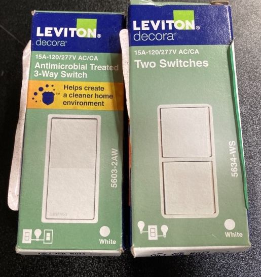 Photo 3 of (2 PACK)
Leviton R62-05634-00W Switch Dual De/W +
Leviton R62-05634-WS Dual Switches 
