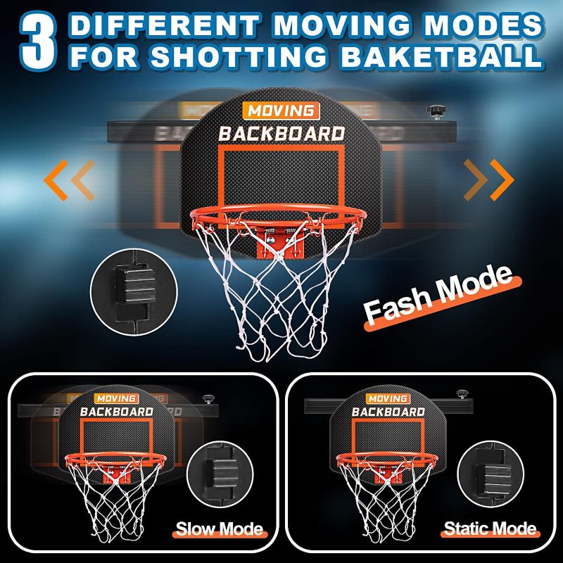 Photo 3 of Moving Basketball Hoop Indoor for Kids and Adults, Pro Mini Basketball Hoop Over The Door with 3 Balls, 2 Air Pump