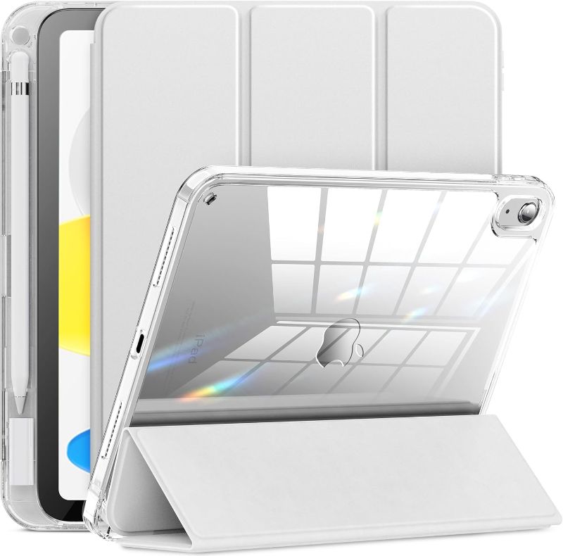 Photo 1 of INFILAND Compatible with iPad 10th Generation Case 2022, iPad Case 10th Generation 10.9 Inch, Full Crystal Clear with Slot for Pencil & Charging Adapter, Silver