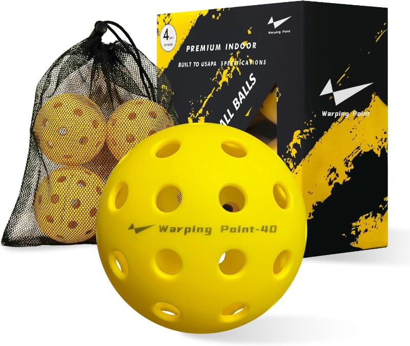 Photo 2 of Pickleball Balls, USAPA Approved Pickleballs, 40 Holes Outdoor Indoor Pickleball Balls with 4 Grip Bands, Great Pickleball Gifts Set for Women and Man