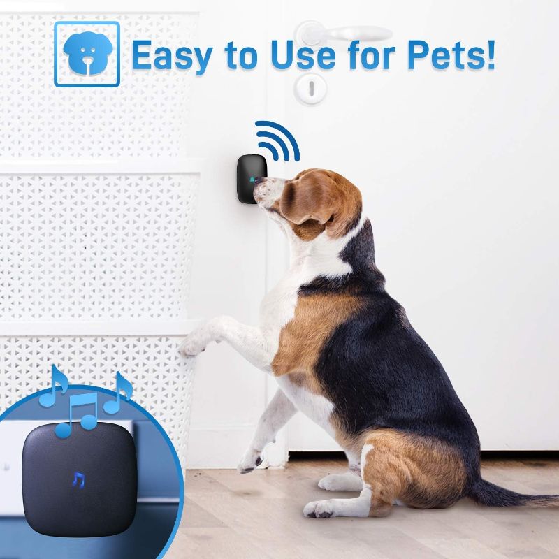 Photo 2 of Dog Bell for Potty Training - Touch Activated Wireless Dog Door Bell for Puppy Training - Waterproof Pet Training Bell w/Over 1000-Feet Range, 50 Door Chimes, 2 Plugin Receivers