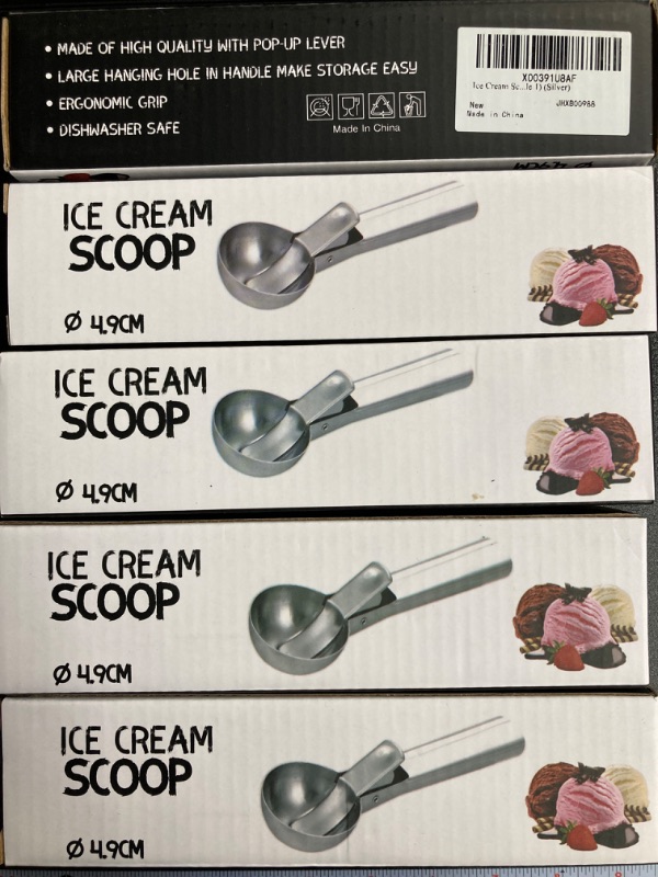 Photo 2 of (10 PACK) Ice Cream Scoop Stainless Steel Ice Cream Scooper Metal Ice Cream Scoops with Trigger, Perfect for Frozen Yogurt, Gelatos, Sundaes (Silver) Medium Silver