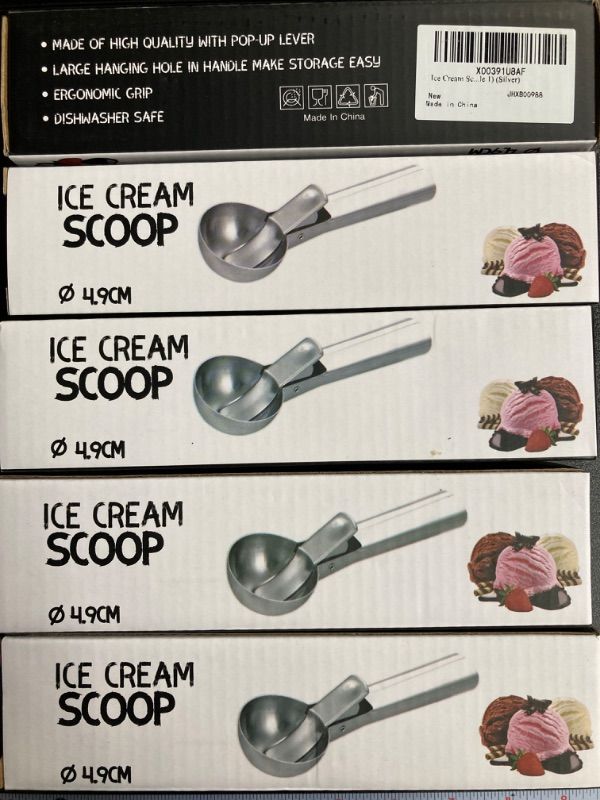 Photo 1 of (10 PACK) Ice Cream Scoop Stainless Steel Ice Cream Scooper Metal Ice Cream Scoops with Trigger, Perfect for Frozen Yogurt, Gelatos, Sundaes (Silver) Medium Silver
