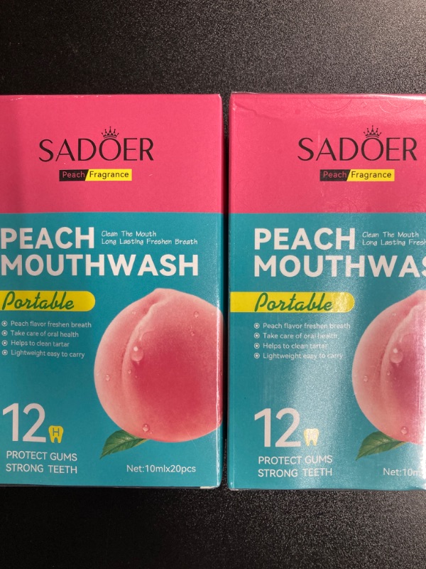 Photo 1 of (2 PACKS 20) Mouthwash, Peach Mini Mouthwash for Fresh Breath, for After Meals, Hotels Portable Travel Mouthwash-20 Pack