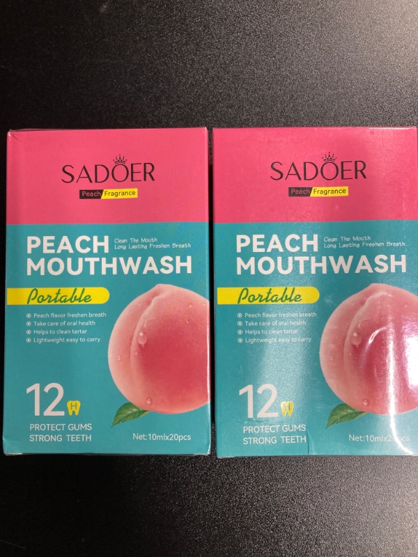 Photo 1 of (2 PACK of ) Mouthwash, Peach Mini Mouthwash for Fresh Breath, for After Meals, Hotels Portable Travel Mouthwash-20 Pack