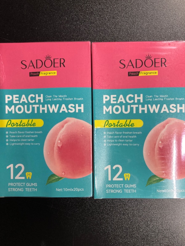 Photo 1 of (2 PACKS of 20) Mouthwash, Peach Mini Mouthwash for Fresh Breath, for After Meals, Hotels Portable Travel Mouthwash-20 Pack