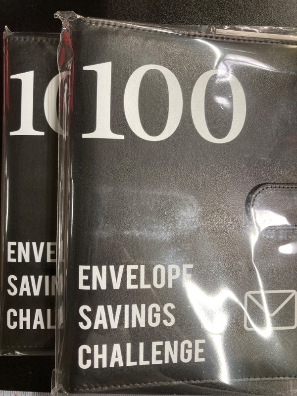 Photo 2 of (2 PACK) 100 Envelopes Money Saving Challenge, 2023 PU Leather 100 Envelope Challenge Binder, Easy and Funny Way to Save $5,050 Budget Planner, 100-Day Envelope Challenge Kit Money Saving Binder Leather-black