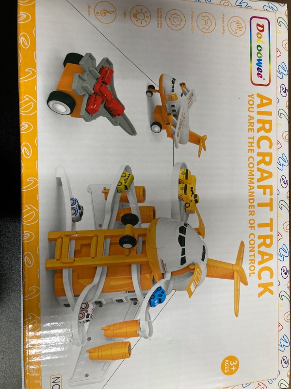 Photo 2 of Transport Cargo Airplane Toys, Airplane Car Toy Play Set Includes Track, 12mini Play Vehicles, with Music and Light, which is Specially Designed for 3+ Years Old Boys and Girls Yellow