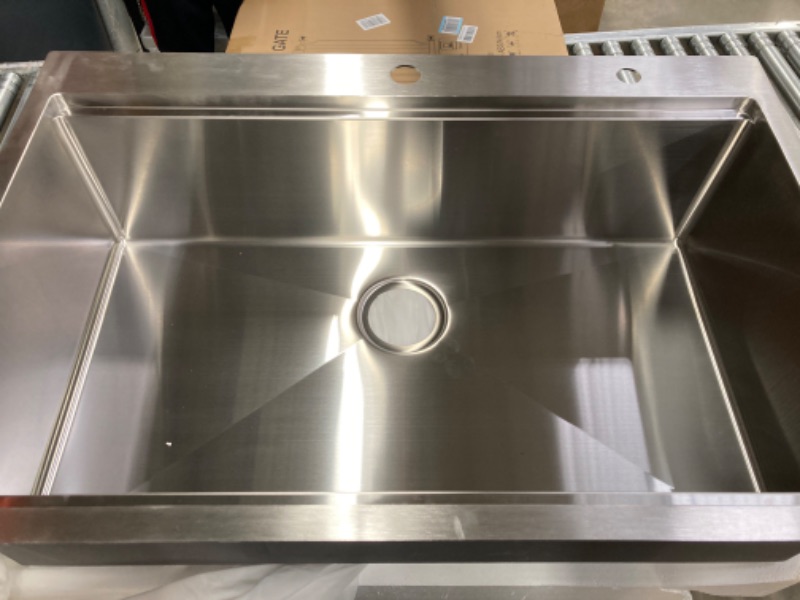 Photo 3 of 33 Inch Drop In Kitchen Sink Workstation-Bokaiya 33x22 Kitchen Sink Drop In Topmount Stainless Steel 16 Gauge R10 Deep Single Bowl Kitchen Sink with Cutting Board& Drainer 33 W x 22 D x 10 H Brushed Nickel