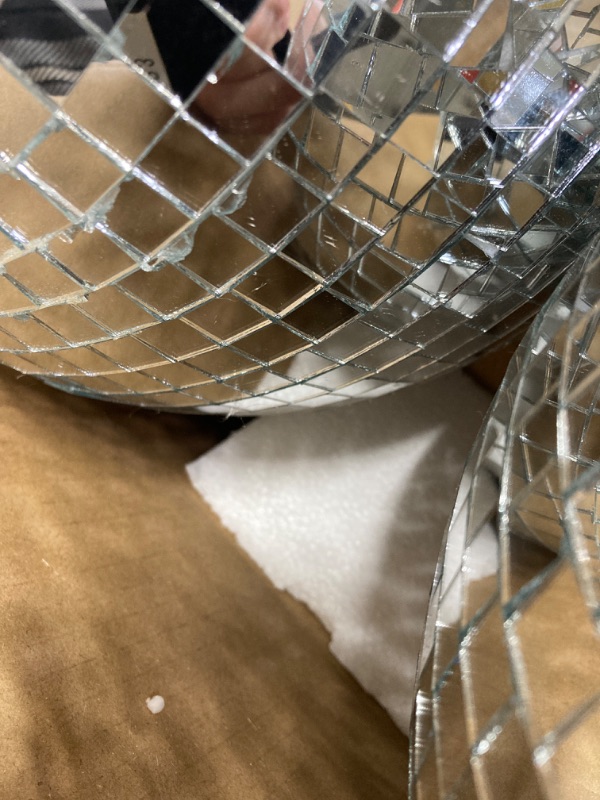 Photo 1 of 2 Pack Large Disco Ball Silver Hanging Mirror Disco Ball Reflective Mirror Disco Ball Ornament for Party Holiday Wedding Dance Music Festivals Decor Club Stage Props DJ Decoration (12 Inch, 12 Inch)