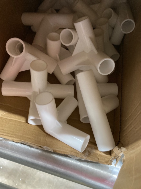 Photo 3 of 102 Pieces Garden Greenhouse Frame Kits Included 60 PVC Pipe and 42 Elbow Fittings for DIY Shelf Greenhouse Shed Garden Support Structure Storage Frame, Without Greenhouse Cover