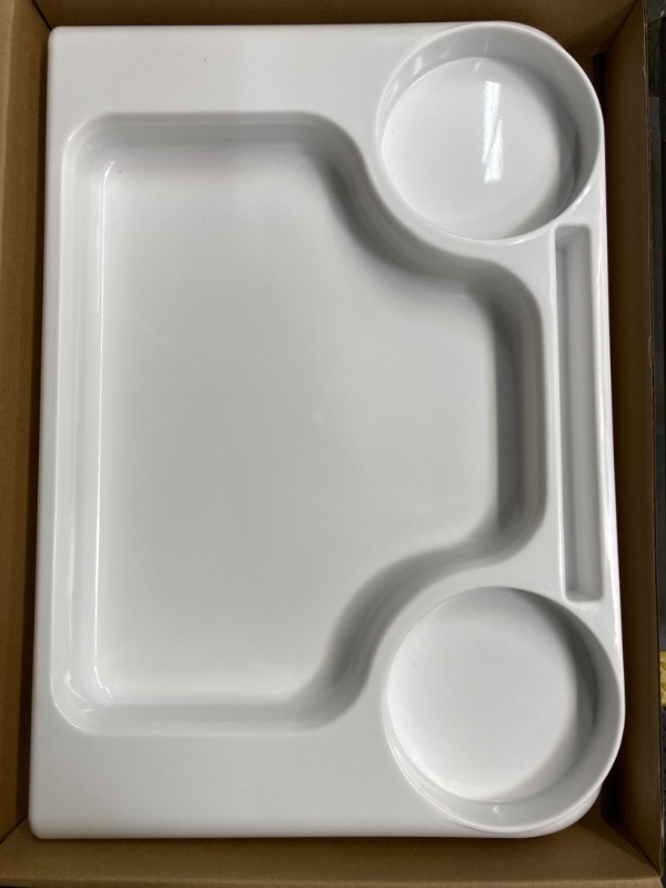 Photo 2 of Baby Dining Tray Competible with Fast Table Chair Portable Baby Feeding Tray for Clip-On Fast Table Chair Plastic White Tray Compatible with Most high Chairs