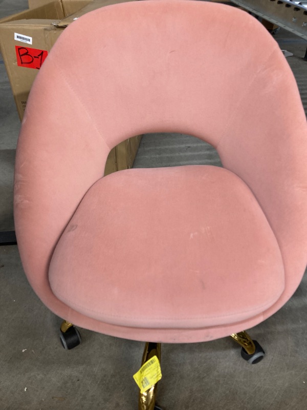 Photo 2 of TINA'S HOME Modern Velvet Office Chair with with Adjustable Swivel, Comfy Upholstered Desk Chair with Open Back, Small Cute Chair for Living Room Study Vanity, Pink