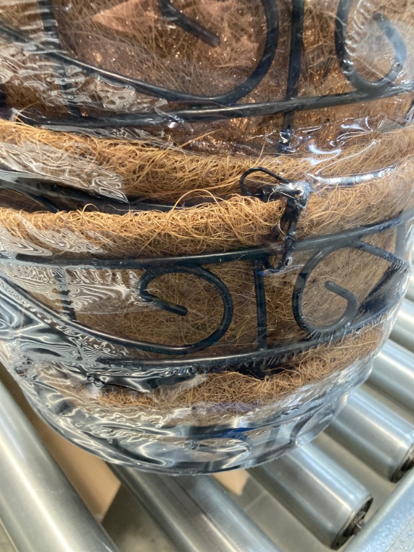Photo 1 of 10 inch Metal Hanging Baskets For Plants Outdoor 4 Pack Round Metal Wire Hanging Basket Planter with Coco Fiber Liners Chain Round Wire Plant Holder for Garden, Patio, Deck, Porch Plants Flower Potsss