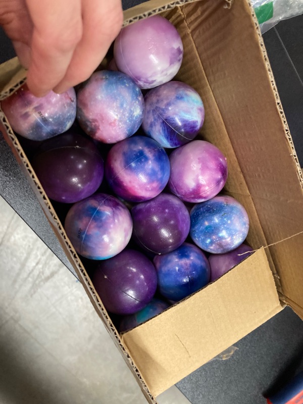 Photo 2 of 30 Pcs Galaxy Stress Balls,2.5 Inch Outer Space Theme Foam Stress Balls,Stress Relief Balls for Children,Squeeze Anxiety Fidget Sensory Balls for Party Favors,Decorations