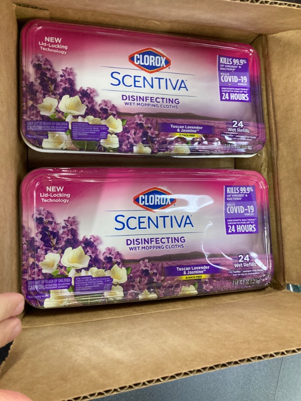 Photo 1 of Clorox Scentiva Disinfecting Wet Mop Pad, Disposable Mop Heads, Multi-Surface Floor Mop, Tuscan Lavender & Jasmine Scent, 24 Count (Pack of 2) - Package May Vary