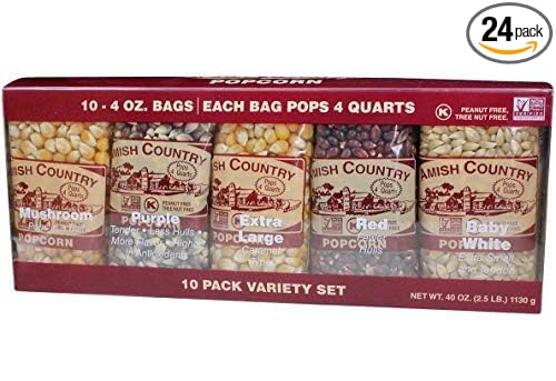 Photo 1 of Amish Country Popcorn | 4 Ounce Variety Kernel Gift Set (10 Pack Assorted) | Old Fashioned, Non-GMO and Gluten Free (4oz Each, 10ct Total)