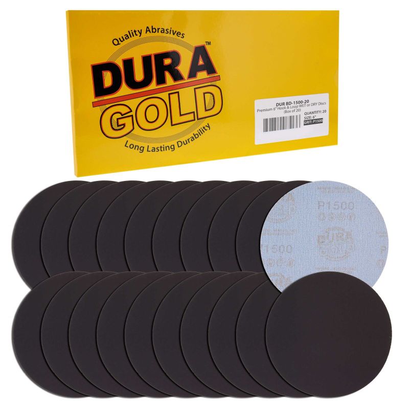 Photo 1 of Dura-Gold 6" Wet or Dry Sanding Discs - 1500 Grit (Box of 20) - Hook & Loop Back