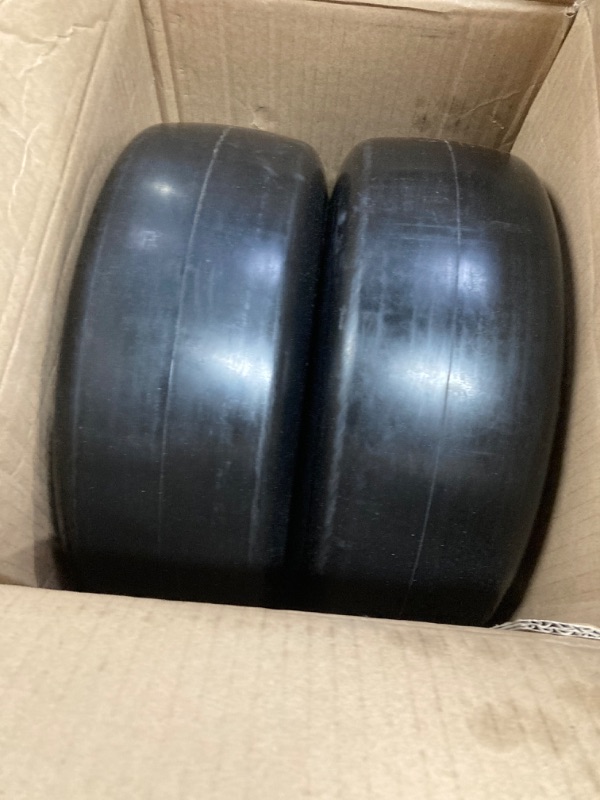 Photo 3 of 2pcs 13x5.00-6" Flat Free Lawn Mower tires Zero Turn Mower replacement Solid Tire and Wheel