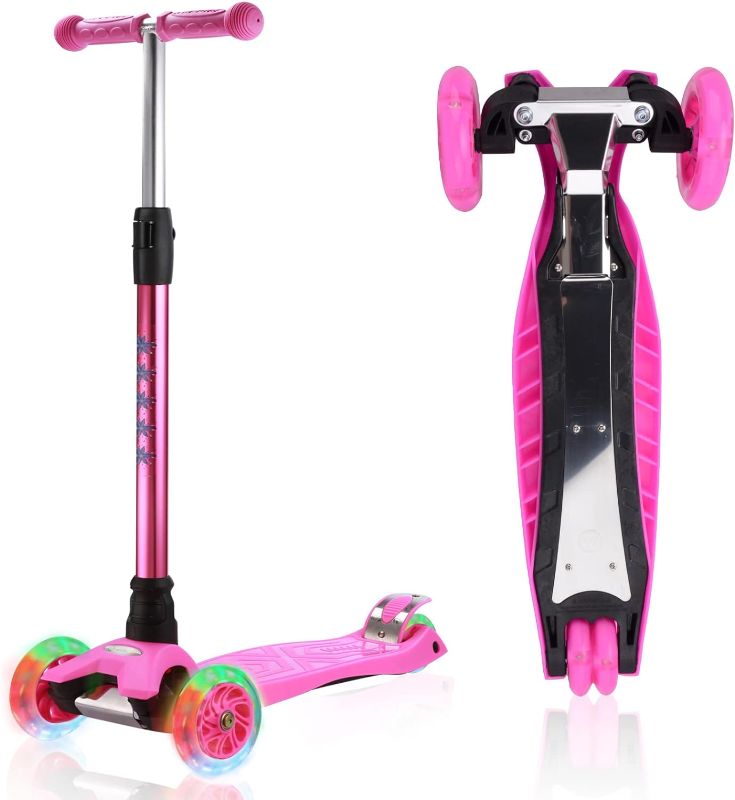 Photo 1 of Kick Scooter Kids Scooter 3 Wheel Scooter, 4 Height Adjustable Pu Wheels Extra Wide Deck Best Gifts for Kids, Boys Girls