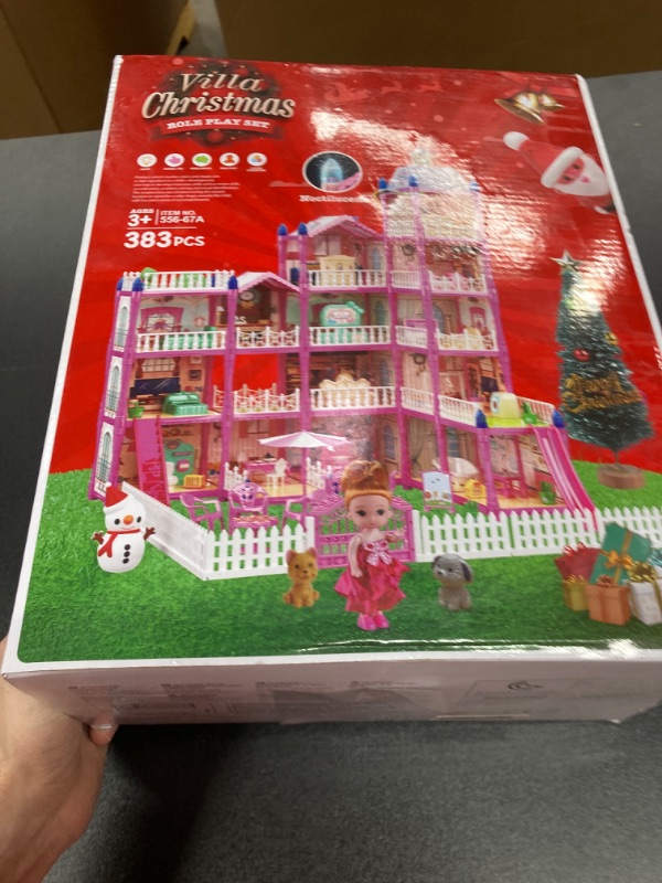 Photo 4 of Big Doll House Girl Toys Dream Dollhouse 5-Story 15 Rooms Playhouse with Furniture and Accessories Snowman Santa Claus Christmas Tree Gift Toy for Kids Ages 3 4 5 6 7 8 9 10 Year Old Girls