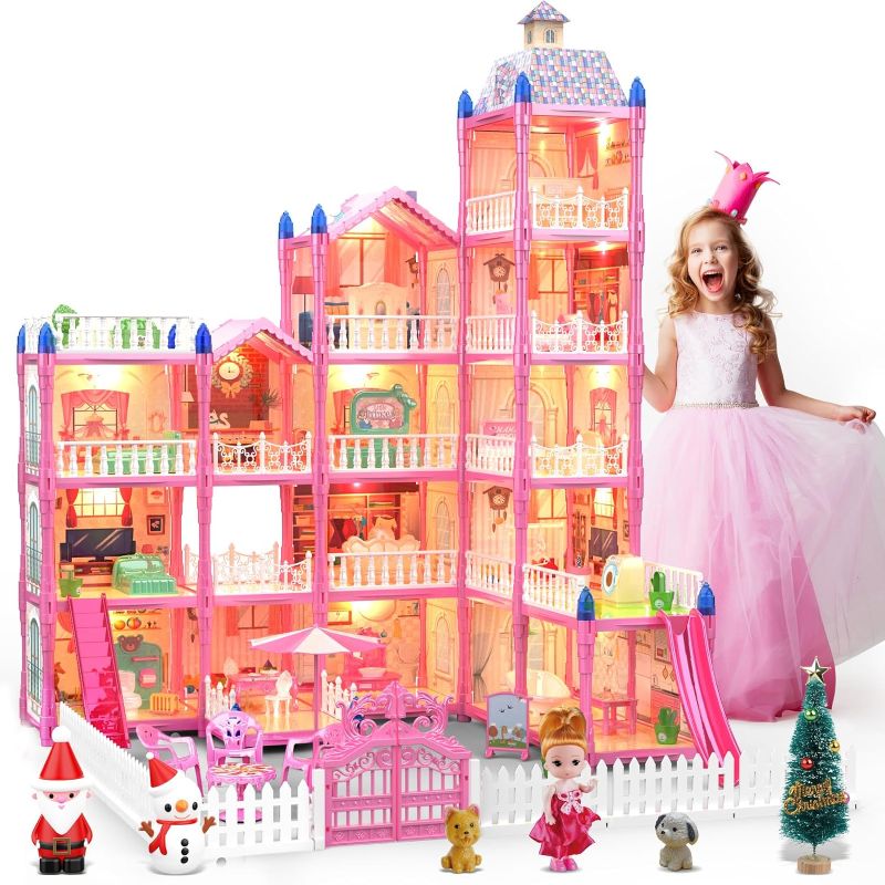 Photo 1 of Big Doll House Girl Toys Dream Dollhouse 5-Story 15 Rooms Playhouse with Furniture and Accessories Snowman Santa Claus Christmas Tree Gift Toy for Kids Ages 3 4 5 6 7 8 9 10 Year Old Girls