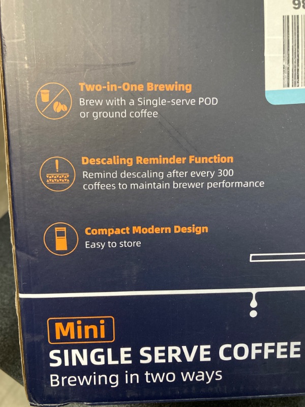 Photo 2 of Famiworths Mini Coffee Maker Single Serve, Instant One Cup for K Cup & Ground Coffee, 6 to 12 Oz Brew Sizes, Capsule Coffee Machine with Water Window and Descaling Reminder, Black