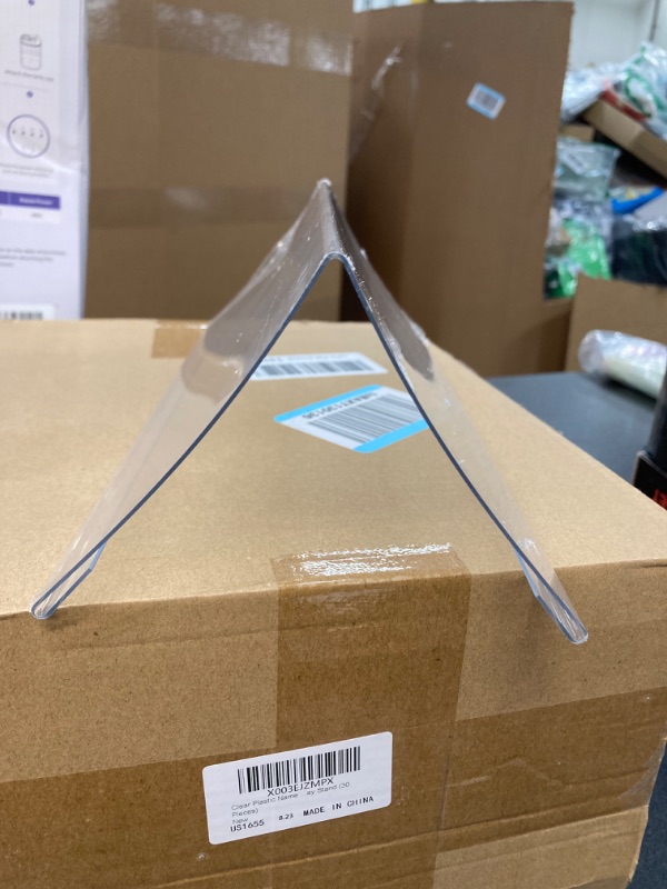 Photo 1 of Clear Plastic Name Tent Holders 11" x 4.25" Acrylic Name Plate for Desk PVC Name Card Tent Holder Desk Sign Frame for Table Office Business Conference Meeting Room School Display Stand (30 Pieces)