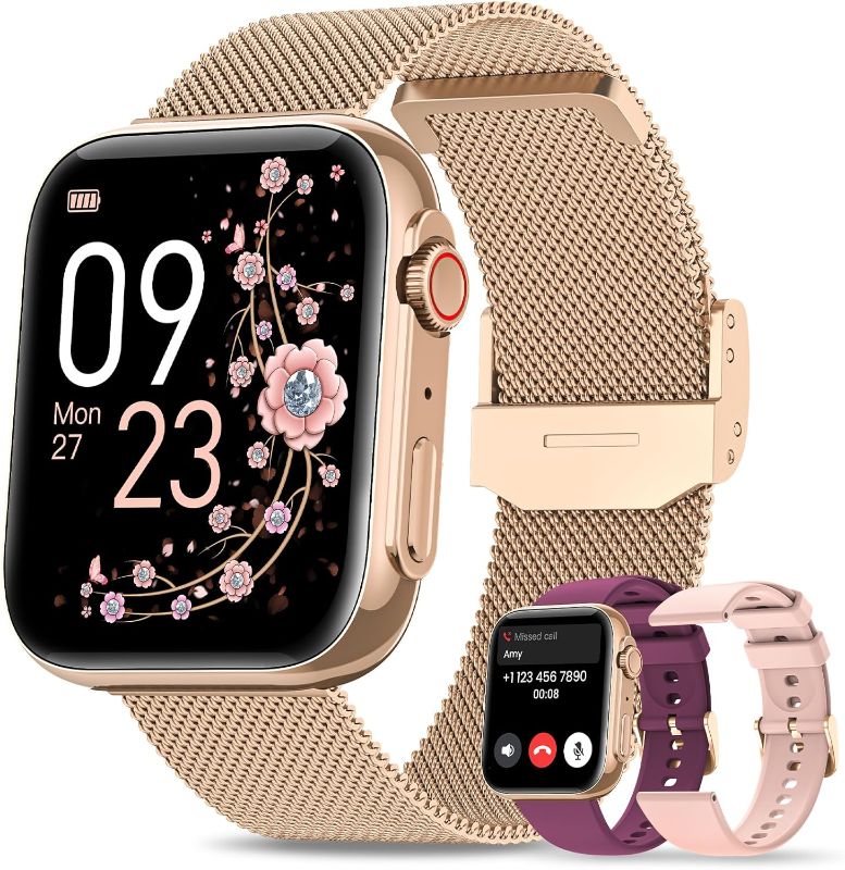 Photo 1 of Smart Watches for Women, 1.91" HD Fitness Tracker Watch with Blood Pressure/Heart Rate Monitor, Bluetooth 5.3 Make Calls Smart Watch for Android/iOS Phones, IP68 Waterproof Fitness Watch for Women