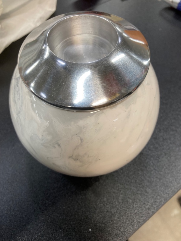 Photo 2 of – Small Urn for Human Ashes Adult - Handcrafted White Decorative Ashes Keepsake Urns with Built in Candle Holder to Display at Home – 5” x 5” - Small Cremation Urn for Human Ashes