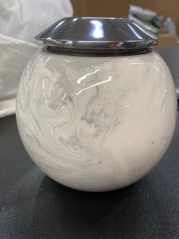 Photo 3 of – Small Urn for Human Ashes Adult - Handcrafted White Decorative Ashes Keepsake Urns with Built in Candle Holder to Display at Home – 5” x 5” - Small Cremation Urn for Human Ashes