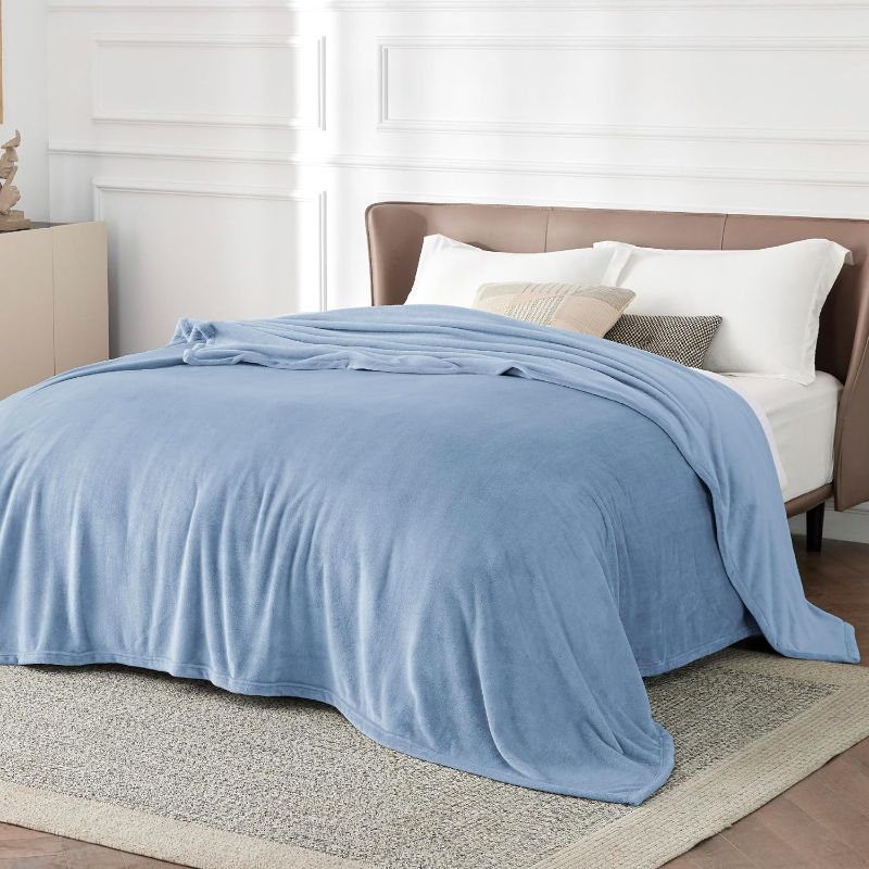 Photo 1 of Bedsure Fleece Bed Blankets Queen Size Light Blue - Soft Lightweight Plush Fuzzy Cozy Luxury Blanket Microfiber, 90x90 inches