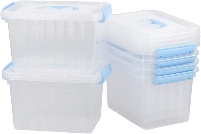 Photo 1 of 6 Quart Clear Storage Bins with Lid, Plastic Stackable Storage Container Box, 6 Packs