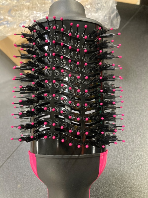 Photo 3 of Hair Dryer Brush Blow Dryer Brush in One, Upgraded 4 in 1 Hair Dryer and Styler Volumizer with Negative Ion Anti-frizz Ceramic Titanium Barrel Hot Air Brush Hair Straightener Brush 75MM Oval Shape Pink